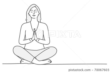 Woman in pose yoga. Woman do meditation for benefits health of body. 78067603