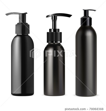Black pump dispenser bottle mockup. Cosmetic Black pump dispenser bottle mockup. Cosmetic 78068388