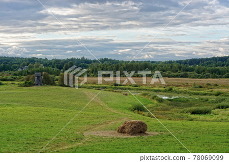 Landscape with river and meadow. 78069099