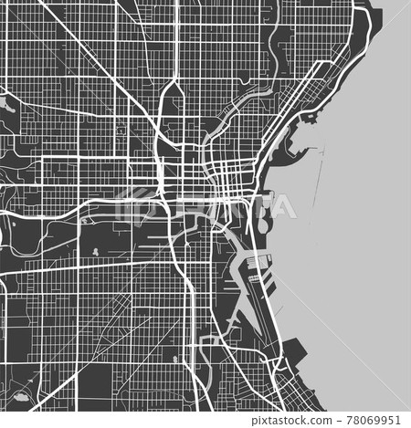 Urban city map of Milwaukee. Vector poster. Grayscale street map. 78069951