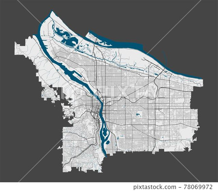 Detailed map of Portland city, Cityscape.... - Stock Illustration ...