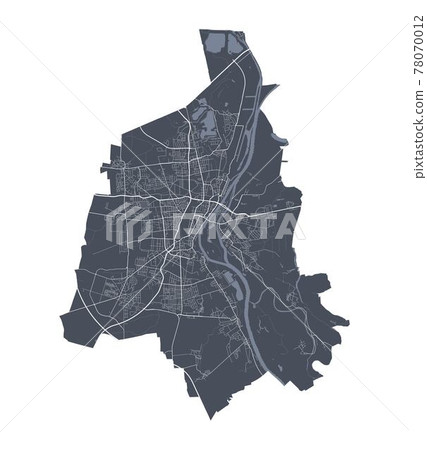 Magdeburg map. Detailed map of Magdeburg city... - Stock Illustration