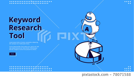 Keyword research tool banner with isometric icons 78071588