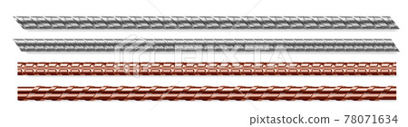 Metal rods, steel and copper bars isolated set Metal rods, steel and copper bars isolated set 78071634