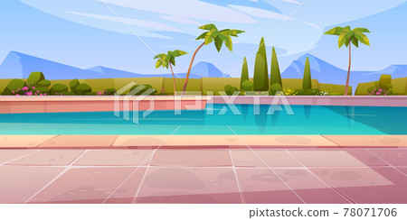 Swimming pool in hotel or resort outdoors, summer Swimming pool in hotel or resort outdoors, summer 78071706