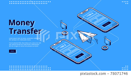 Money transfer isometric landing page. Online bank Money transfer isometric landing page. Online bank 78071746