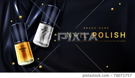 Nail polish 3d bottles gold and silver palette Nail polish 3d bottles gold and silver palette 78071757