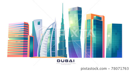 Dubai, UAE skyline with world famous buildings 78071763