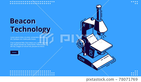 Beacon technology isometric banner with microscope Beacon technology isometric banner with microscope 78071769