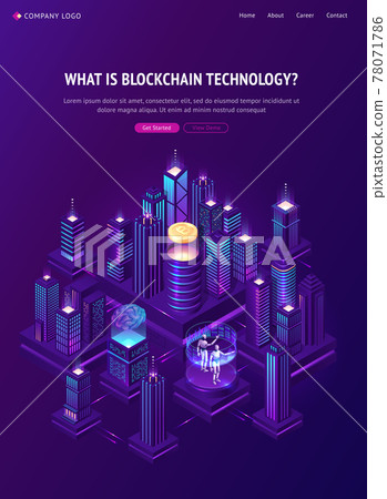 Blockchain technology isometric landing page. Blockchain technology isometric landing page. 78071786