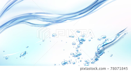 Fresh clean water wave with bubbles and drops 78071845