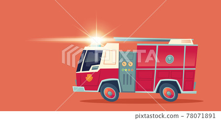 Red fire engine, emergency rescue truck Red fire engine, emergency rescue truck 78071891