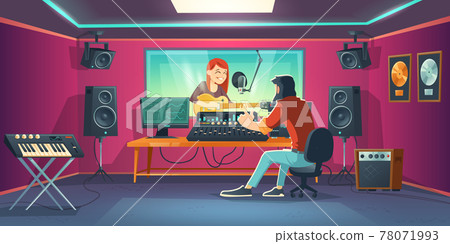 Singer in recording studio, woman in artist booth Singer in recording studio, woman in artist booth 78071993