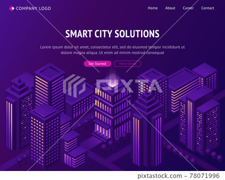 Smart city metropolis isometric landing page. Smart city metropolis isometric landing page. 78071996