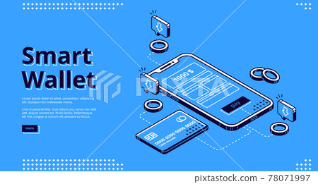 Smart wallet isometric landing page web banner Smart wallet isometric landing page web banner 78071997