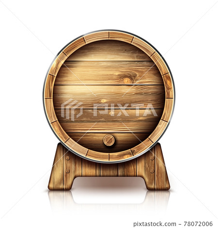 Vector wooden barrel for wine or beer on stand Vector wooden barrel for wine or beer on stand 78072006