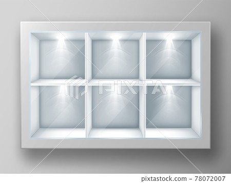 White showcase with square shelves and glass 78072007