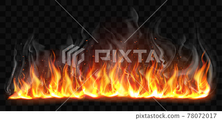 Vector realistic burning fire flames with smoke Vector realistic burning fire flames with smoke 78072017