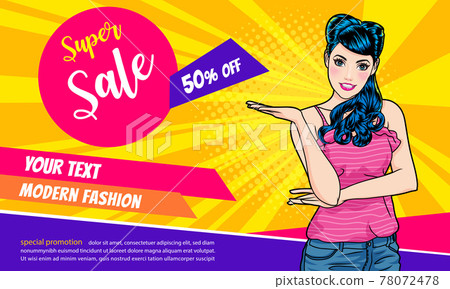 surprised woman face with open mouth with sale promotion poster surprised woman face with open mouth with sale promotion poster 78072478