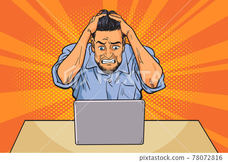 Failed and stressed businessman is tired to work on the computer Failed and stressed businessman is tired to work on the computer 78072816