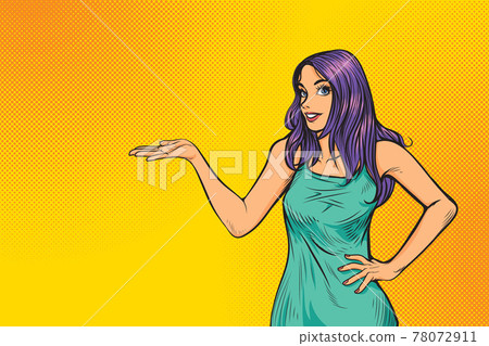 surprised woman present surprised woman present 78072911