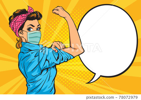 woman with mask  action we can do it 78072979