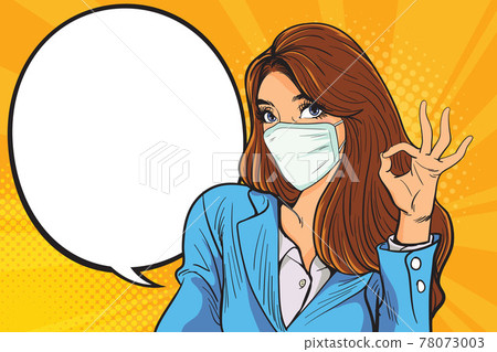 beautiful business woman with mask okay action 78073003