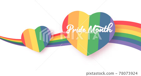 Happy pride month horizontal banner with heart... - Stock Illustration ...