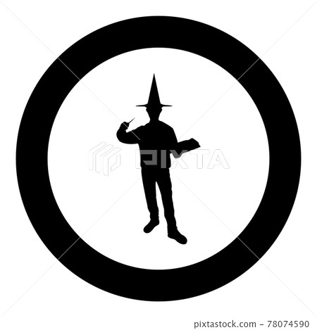 Wizard holds magic wand trick book Waving Sorcery  78074590