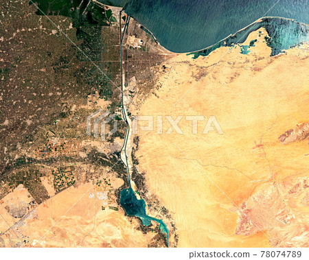 Satellite image of Suez Canal in Egypt Satellite image of Suez Canal in Egypt 78074789