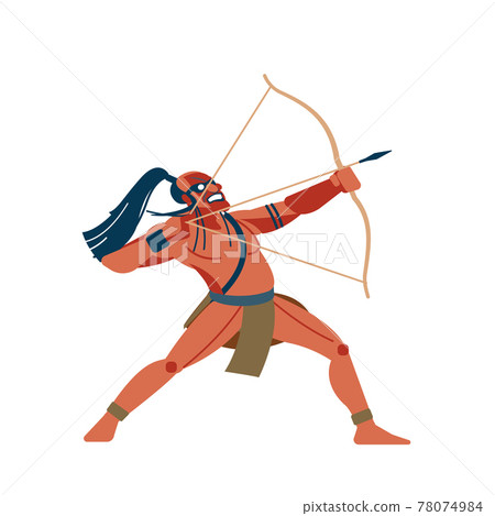 Archer-native African tribes, Australian and American aboriginal set, a member of the tribe in traditional dress with a spear and shield in his hands. Vector illustration on white background. Archer-native African tribes, Australian and American aboriginal set, a member of the tribe in traditional dress with a spear and shield in his hands. Vector illustration on white background. 78074984