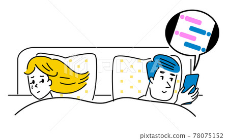 冷的情侶睡在床上的插畫素材 冷的情侶睡在床上的插畫素材 78075152