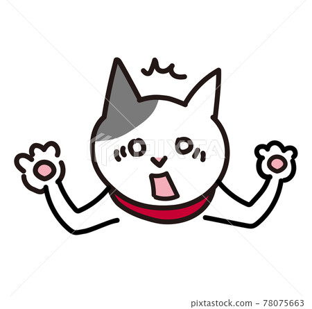 一隻貓的上半身插圖，感到驚訝和驚訝 78075663