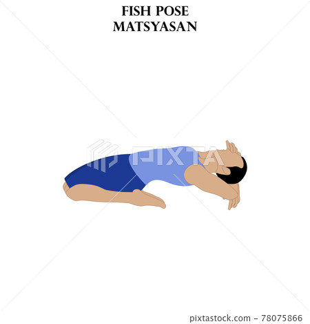 Fish pose yoga workout. Matsyasan. Man doing yoga illustration 78075866
