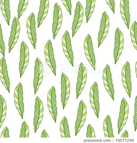 Isolated seamless pattern with little green random abstract leaf elements. White background. Bloom print. Isolated seamless pattern with little green random abstract leaf elements. White background. Bloom print. 78077299