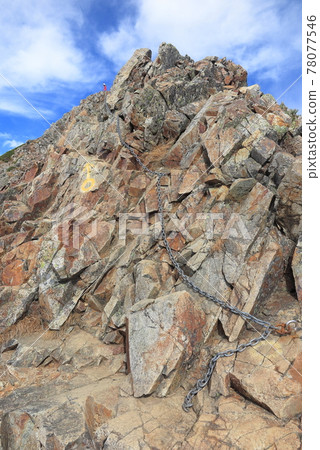 The rocky area of Ushikubi, a vertical route from Karamatsudake to Goryudake in the Northern Alps 78077546