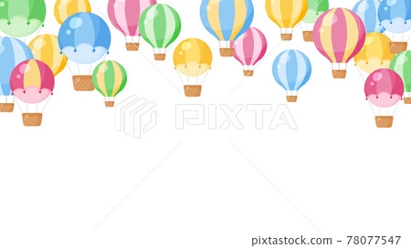 Cute balloon and air balloon frame_Illustration material_16: 9 78077547