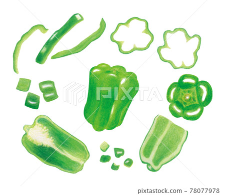 Illustration of how to cut bell peppers 78077978