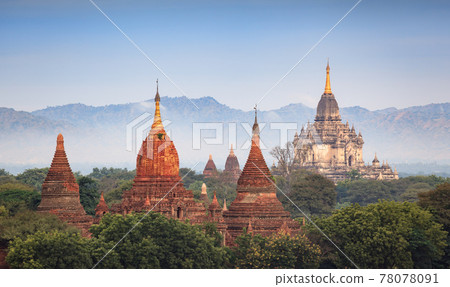 The Temples of bagan at sunrise, Bagan, Myanmar The Temples of bagan at sunrise, Bagan, Myanmar 78078091