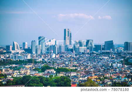 Yokohama cityscape of Japan overlooking the buildings and residential areas of Yokohama Minatomirai 78078180