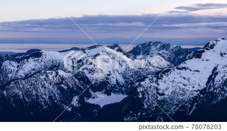 Aerial View from Airplane of Canadian Mountain Landscape 78078203