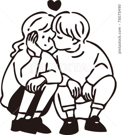 Male and female couple kissing cheeks 78078490