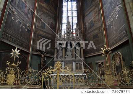 interior of Prague dome caste saint vitus church detail interior of Prague dome caste saint vitus church detail 78079774