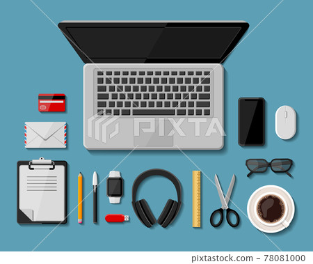 Modern business office workplace. Flat icons. Vector illustration. Modern business office workplace. Flat icons. Vector illustration. 78081000