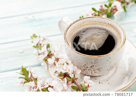 Morning espresso coffee cup and cherry blossom 78081717