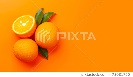 Fresh ripe orange fruit on orange 78081760