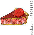 Strawberry pie and cake. Homemade fruit pie berry isolated on white background 78081862