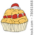 Strawberry cream puffs. Vector and illustration 78081868