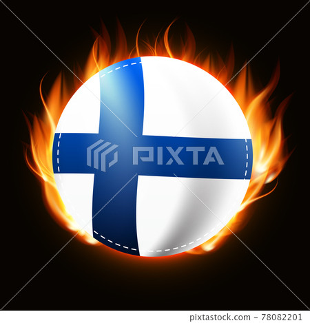 Finland flag on fire background. Country emblem. Vector Illustration Finland flag on fire background. Country emblem. Vector Illustration 78082201