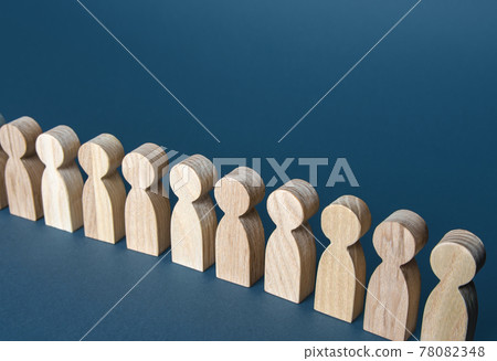 Figures of people in a row. Society, demography. Selection concept, choice. Search for new employees workers, hiring for work. Group, crowd. Discipline and order. Recruiting human resources. Staffing 78082348